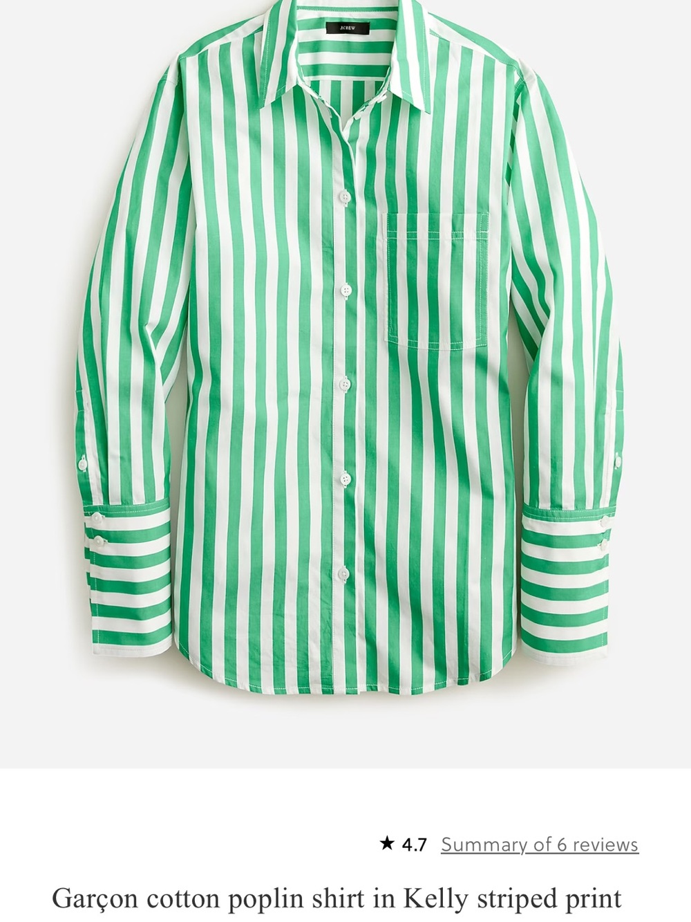 J. Crew Garçon cotton poplin shirt in Kelly striped print